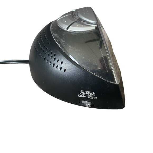 Sharp digital plug in or battery operated snooze black and silver alarm clock - Picture 5 of 7